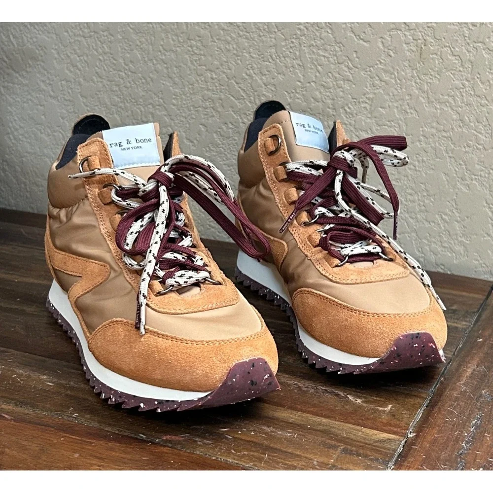 Rag & Bone Mens EU 40 Tan Suede Nylon Hiking Trail Lace Up Sneakers